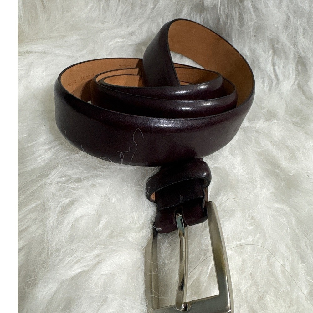 Jos. A. Bank Belt Mens 36 Classic Burgundy Genuine Leather Made in Canada
